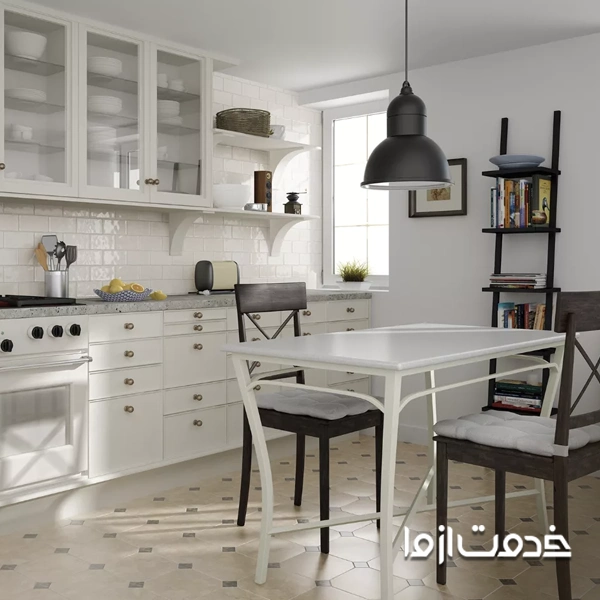 مدل کابینت یک طرفه ایرانی با ویترین