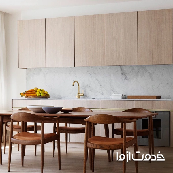 کابینت یکسره مینیمال طرح چوب