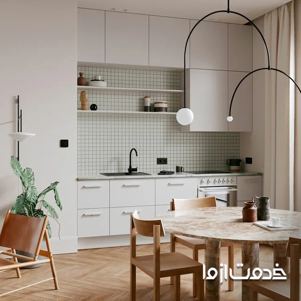 مدل کابینت یکطرفه آشپزخانه کوچک 