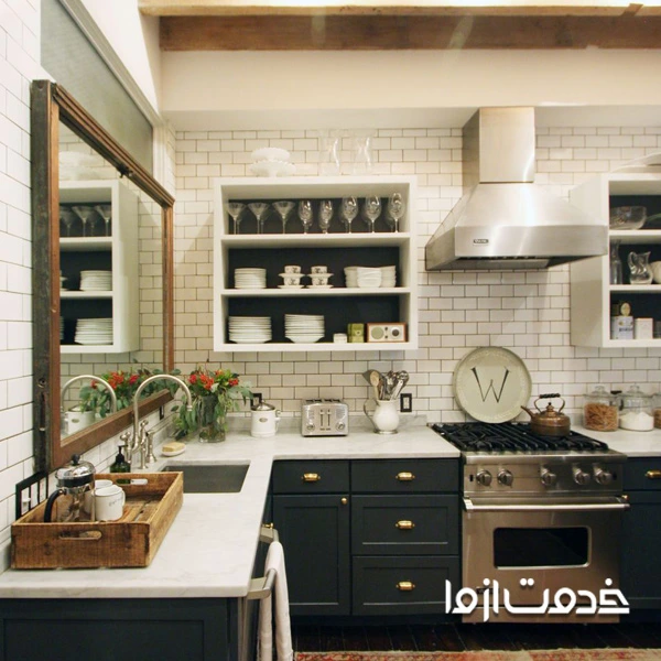 آینه عرضی برای آشپزخانه بدون پنجره 