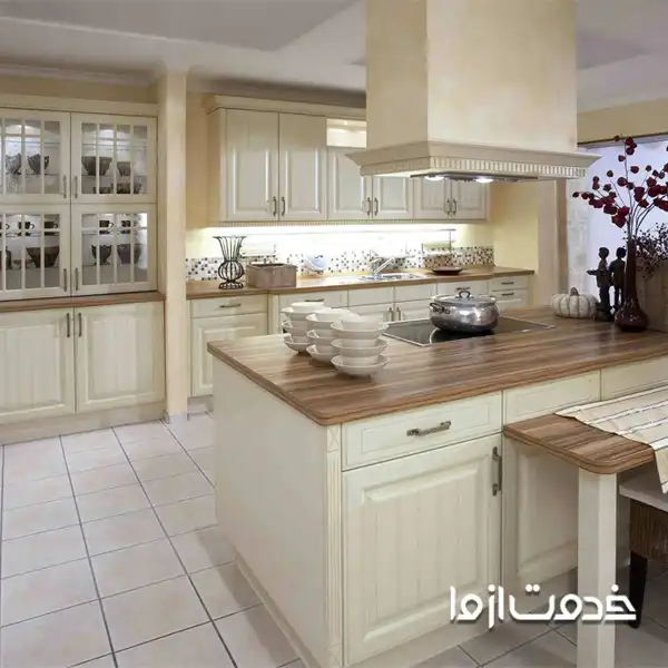 طراحی کابینت وکیوم رنگ کرم