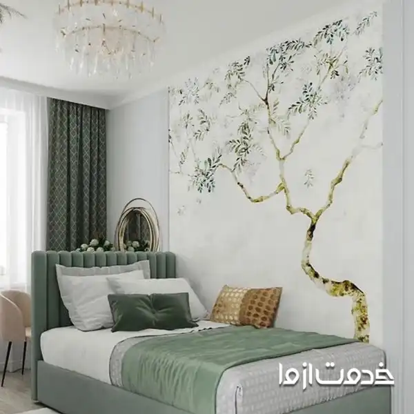 ترکیب  رنگ‌های خنثی با کاغذ دیواری بافت‌دار