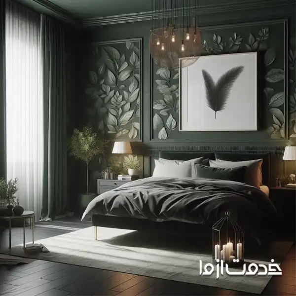 ترکیب رنگ و کاغذ دیواری در اتاق خواب مدرن