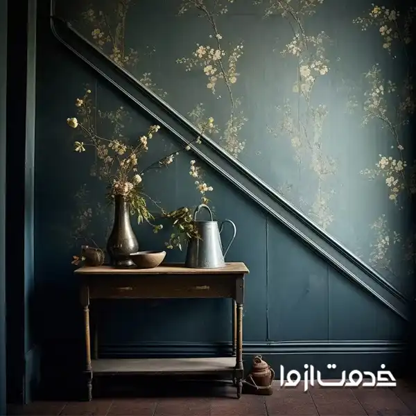 ترکیب رنگ و کاغذ دیواری در راهرو