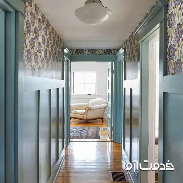 ترکیب رنگ و کاغذ دیواری جدید در راهرو	