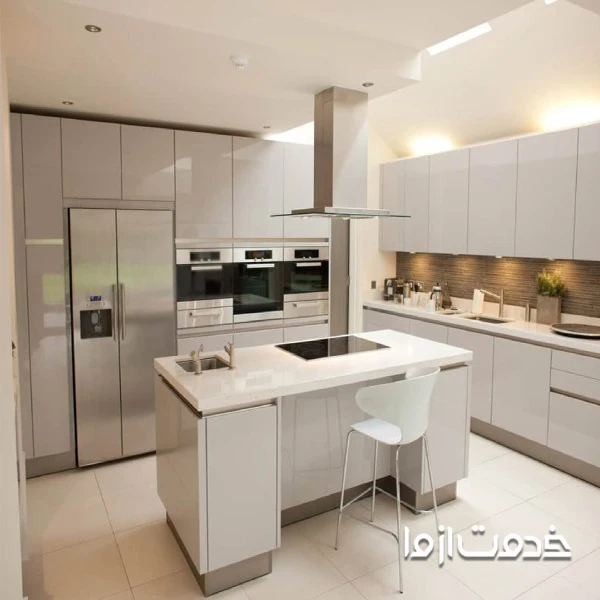 کابینت های حجمی با متریال هایگلاس سفید