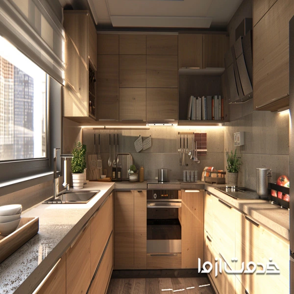 عکس کابینت های حجمی با طرح تمام چوب