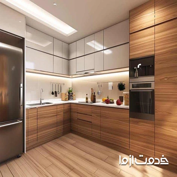 مدل کابینت های حجمی با طرح چوب