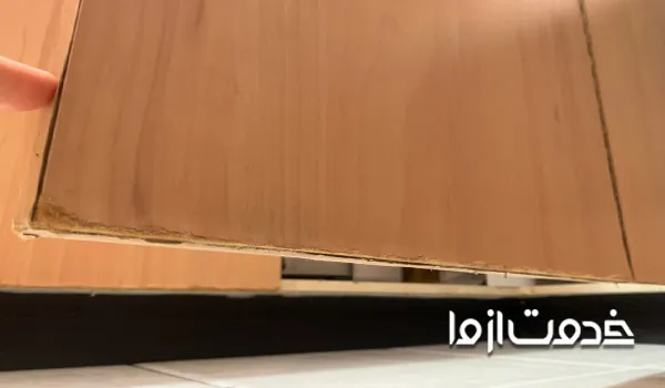 مراحل تعمیر بلند شدن روکش کابینت ام دی اف