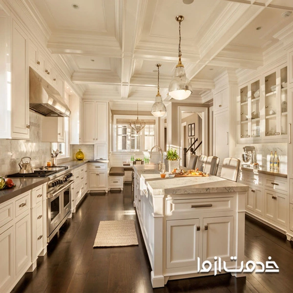 طراحی آشپزخانه بزرگ و لاکچری