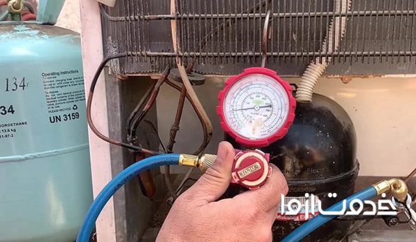 اتصال گیج فشار برای شارژ گاز یخچال