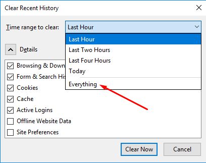 حذف کش مرورگر فایرفاکس، پاک کردن کش مرورگر