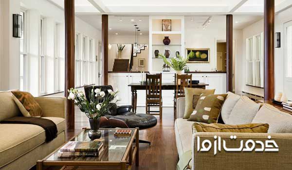 طراحی ستون داخلی منزل به کمک دکوراسیون داخلی تزیین ستون وسط پذیرایی با ام دی اف طراحی ستون داخل منزل با ام دی اف ستون وسط پذیرایی