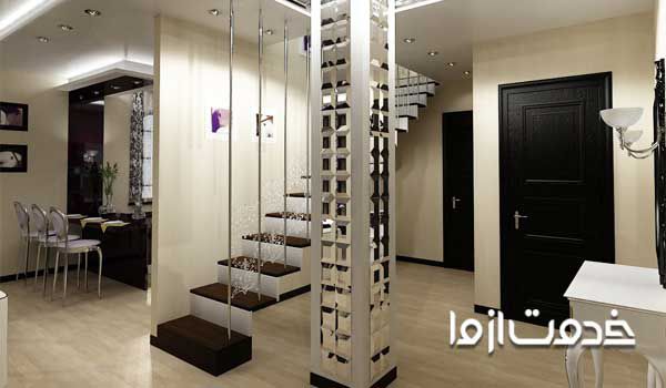 تزیین ستون وسط خانه و دکوراسیون داخلی منزل تزیین ستون با آینه تزیین ستون تزیین ستون وسط پذیرایی