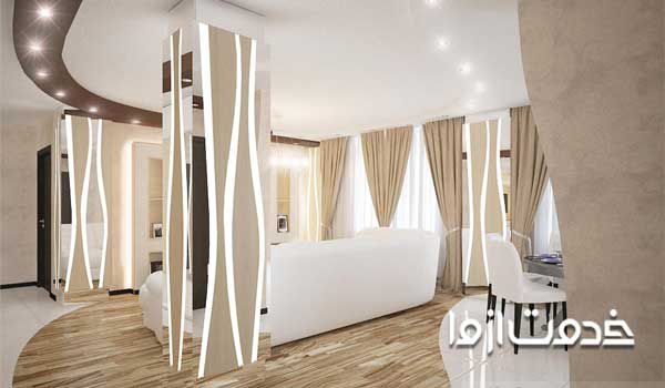 تزیین ستون داخل منزل و تزیین ستون وسط خانه تزیین ستون با ام دی اف تزیین ستون با کاغذ دیواری