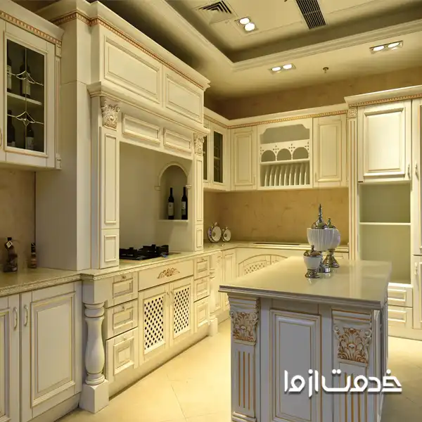 کابینت ممبران رنگ سفید طلایی