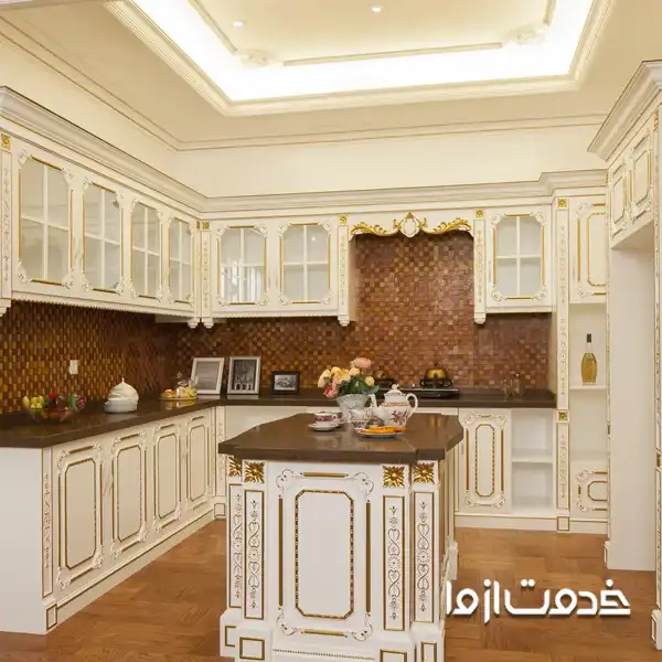 رنگ پرفروش کابینت ممبران سفید طلایی 