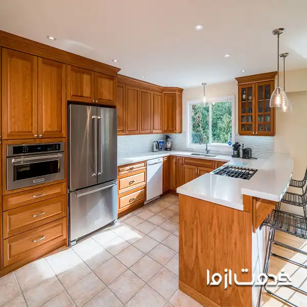 رنگ بندی کابینت ممبران طرح چوب