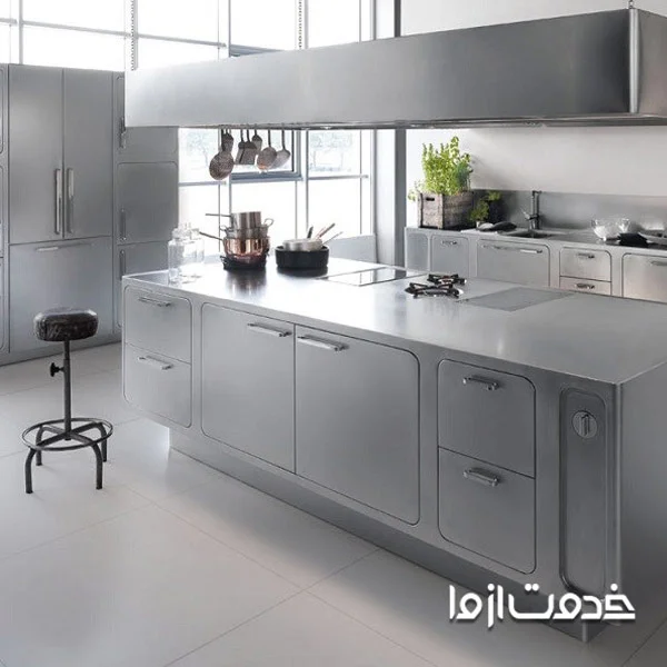 نمای کابینت استیل برای آشپزخانه