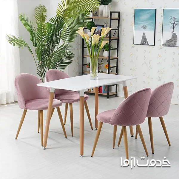 استفاده از رنگ های پاستلی برای پارچه صندلی ناهارخوری