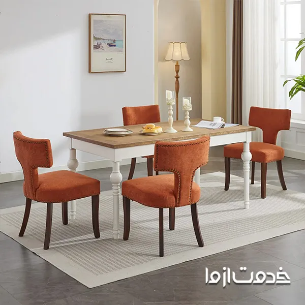 بکار بردن رنگ‌های گرم در پارچه صندلی ناهارخوری