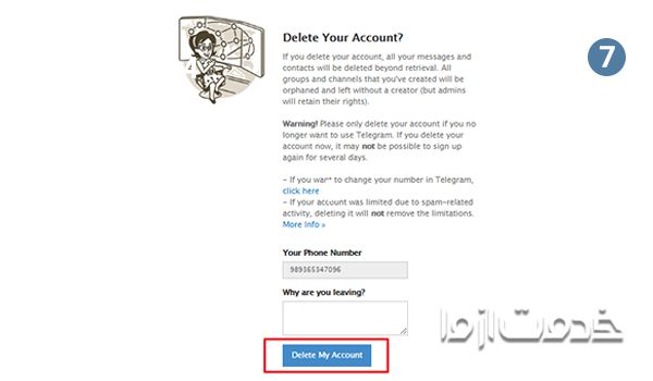 لینک مستقیم دیلیت اکانت تلگرام