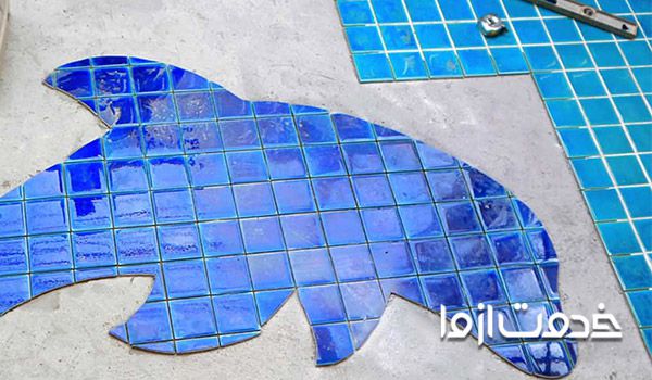 اجرای طرح با کاشی در استخر