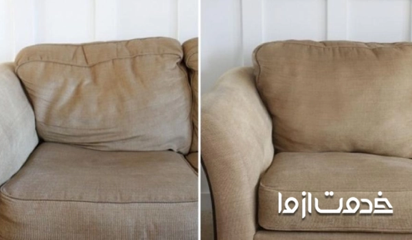 قبل و بعد تعمیر فرورفتگی مبلمان