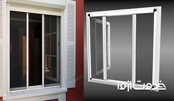 توری پلیسه پنجره دو جداره