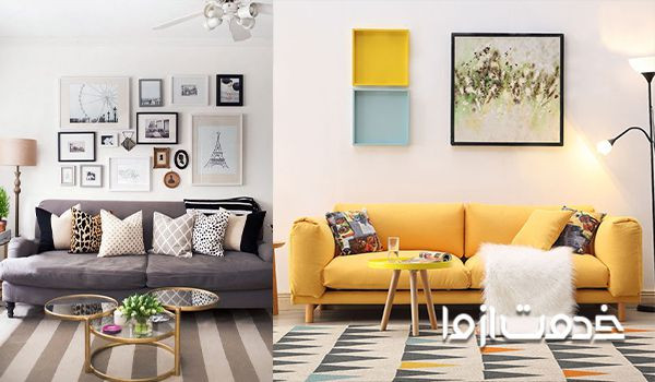 تزیین دیوار پذیرایی با تابلو