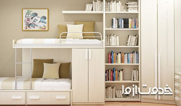 دکوراسیون اتاق خواب خانه کوچک با تختهای دو طبقه