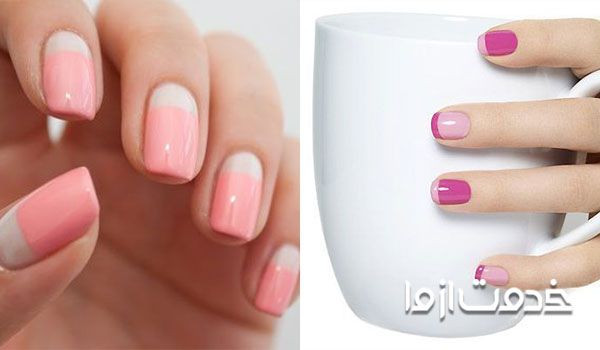 طراحی لاک دو رنگ بر روی ناخن بطور جداگانه
