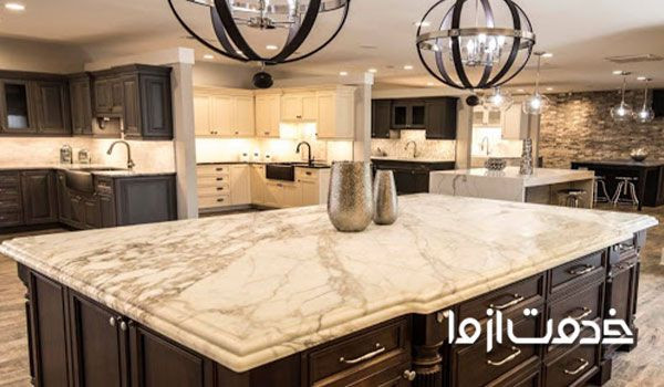 نصب سنگ گرانیت روی کابینت