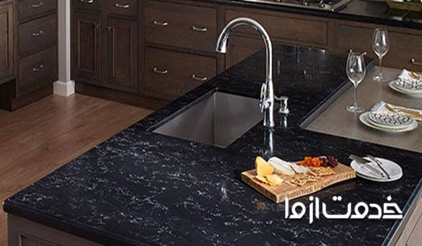 سنگ گرانیت مشکی روی کابینت