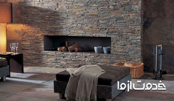 دیوار پوش سنگی با سنگهای دکوراتیو