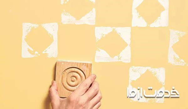 نقاشی ساختمان طرح کاغذ دیواری با مهر طرحدار