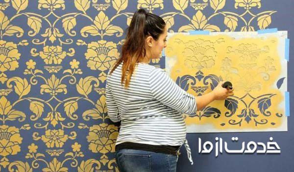 رنگ آمیزی طرح کاغذ دیواری