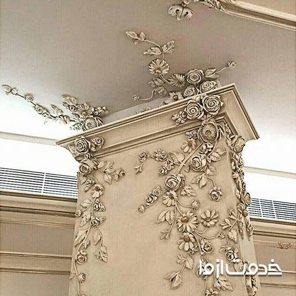 طراحی گچبری مدرن روی ستون