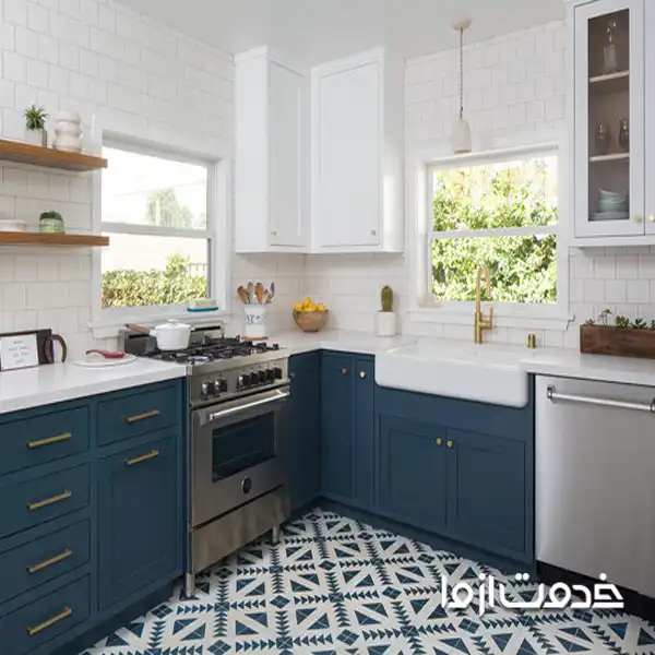 سبک دکور کابینت آشپزخانه مربعی
