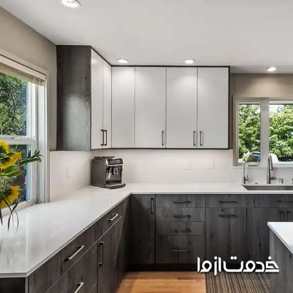 عکس  کابینت سفید طوسی مات