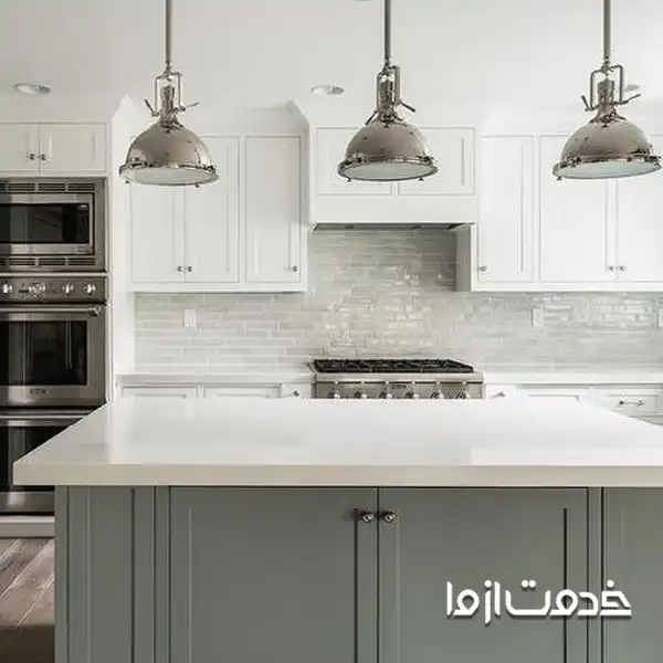 مدل‌ کابینت طوسی و سفید از جنس MDF