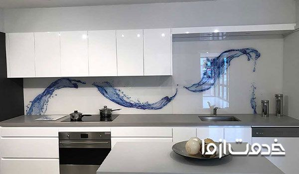 بین کابینتی شیشه ای طرح دار